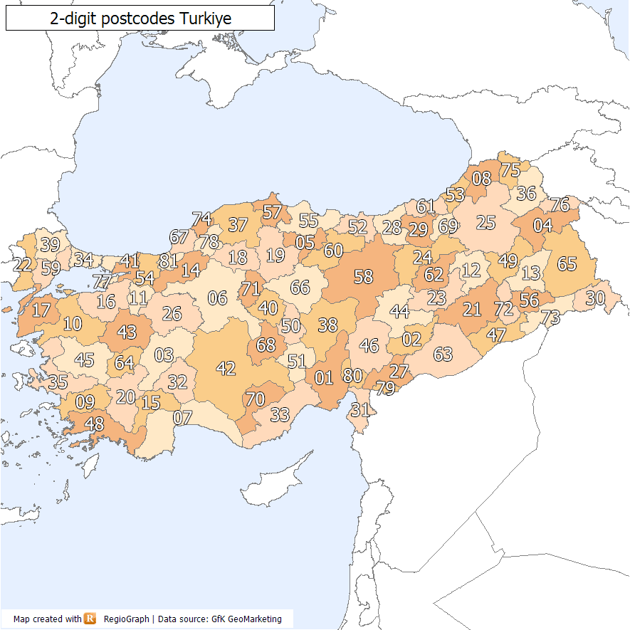 Daftar kode pos di Turki