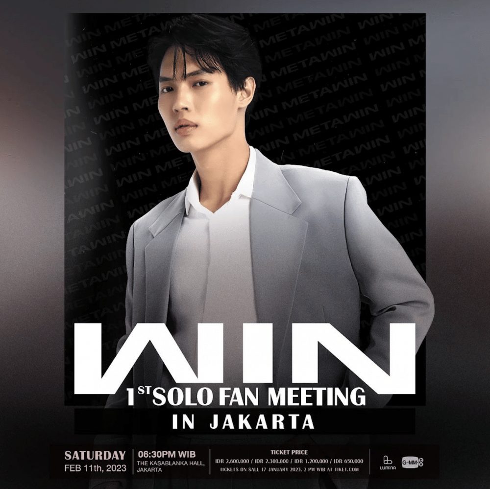 Win Metawin Bakal Gelar Fan Meeting di Jakarta, Ini Jadwal dan Harga Tiketnya